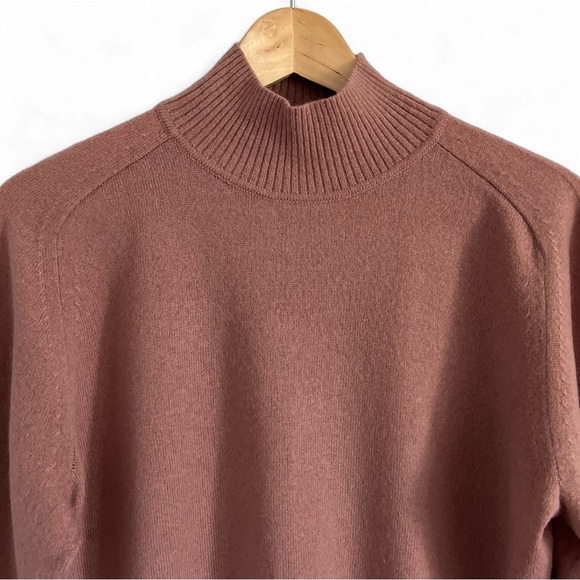 Babaton Cashmere Wool Rose Mock Turtleneck High-Low Sweater - Picture 3 of 3